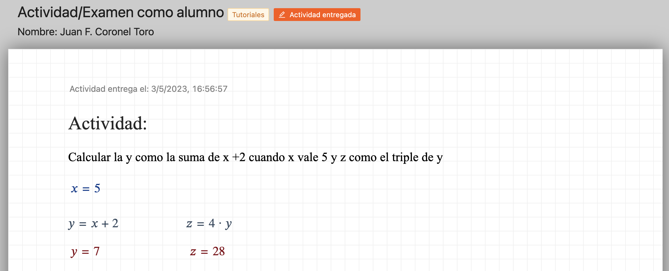 Ejemplo de actividad entregada